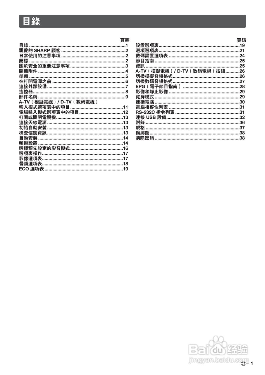 声宝LC-32GE220H型液晶电视机说明书:[1]