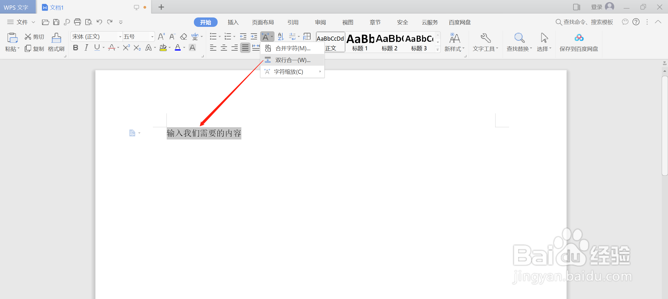 如何在WPS中使用双行合一的功能