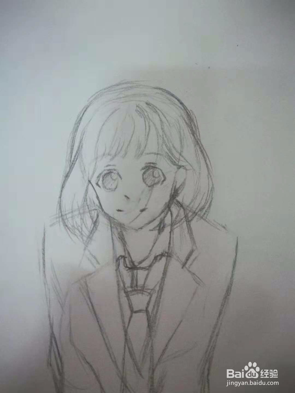 可爱漫画女学生线稿手绘教程