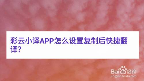 彩雲小譯app怎麼設置複製後快捷翻譯