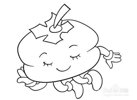 简笔画：软软的柿子绘画步骤