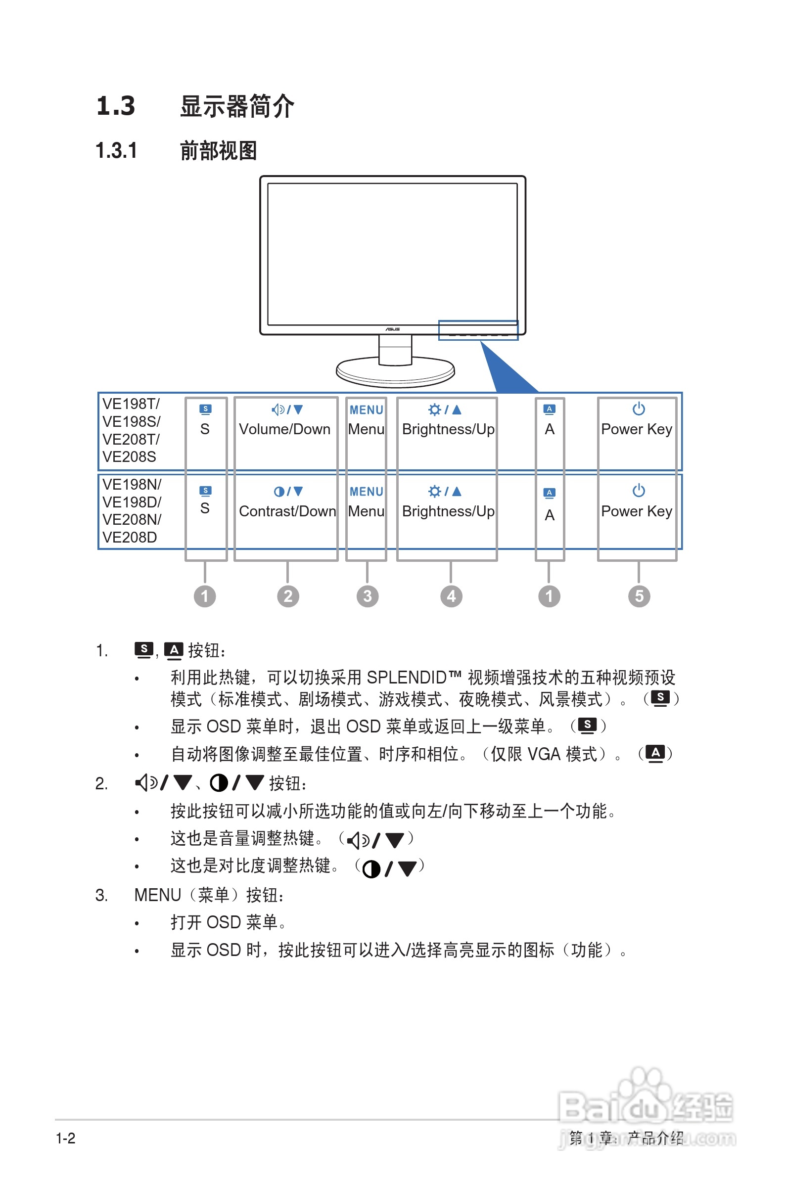 华硕VE208液晶显示器使用说明书:[1]