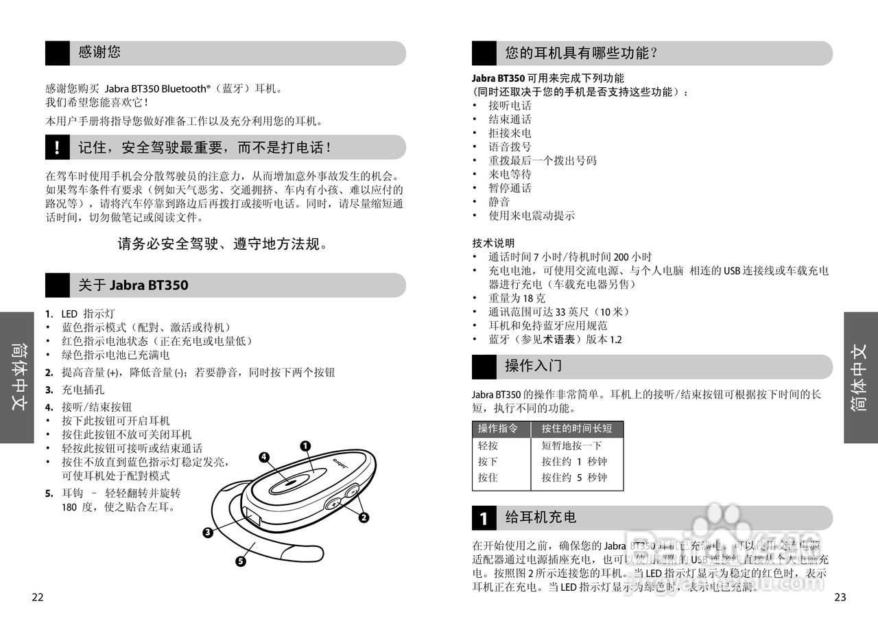 Jabra BT350蓝牙耳机使用手冊:[2]