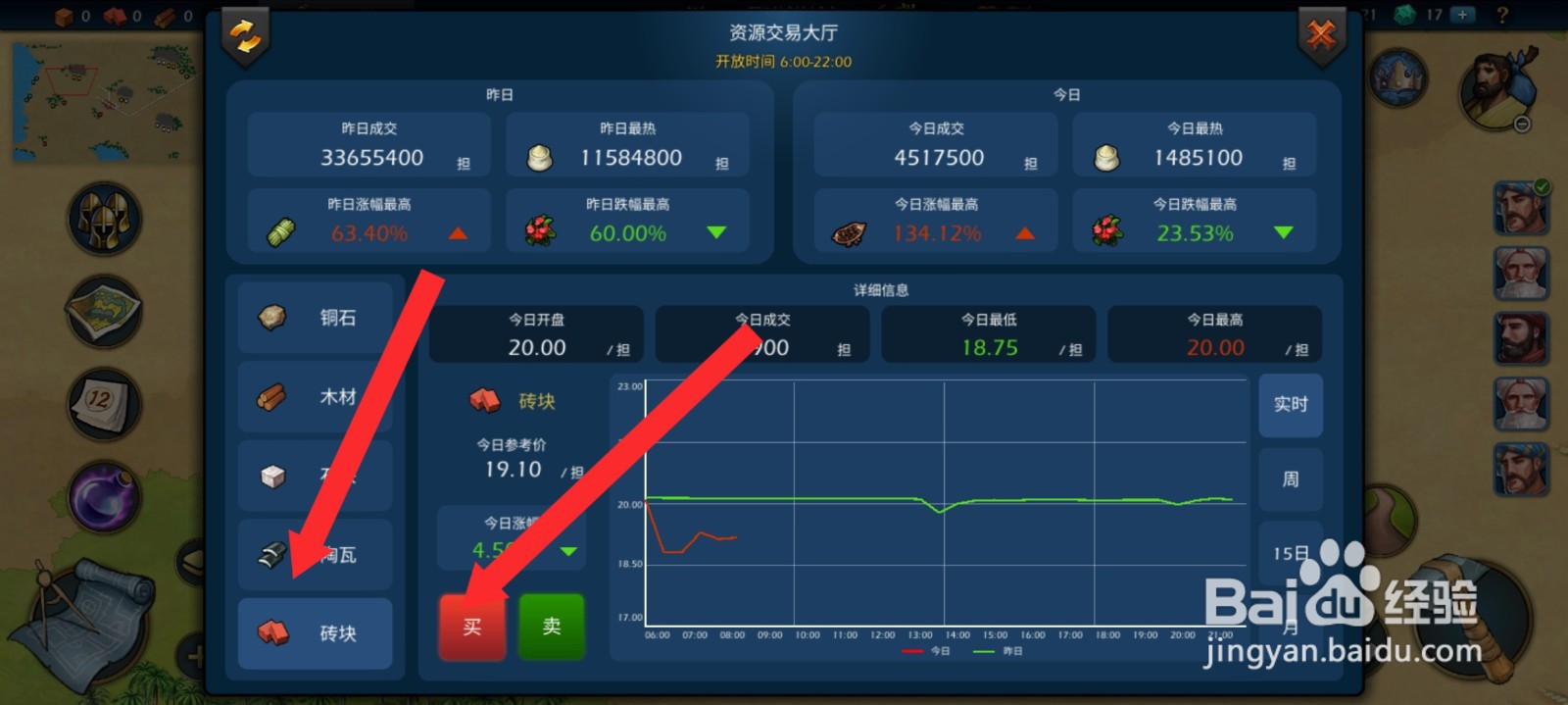 模拟帝国如何进入交易中心买砖块