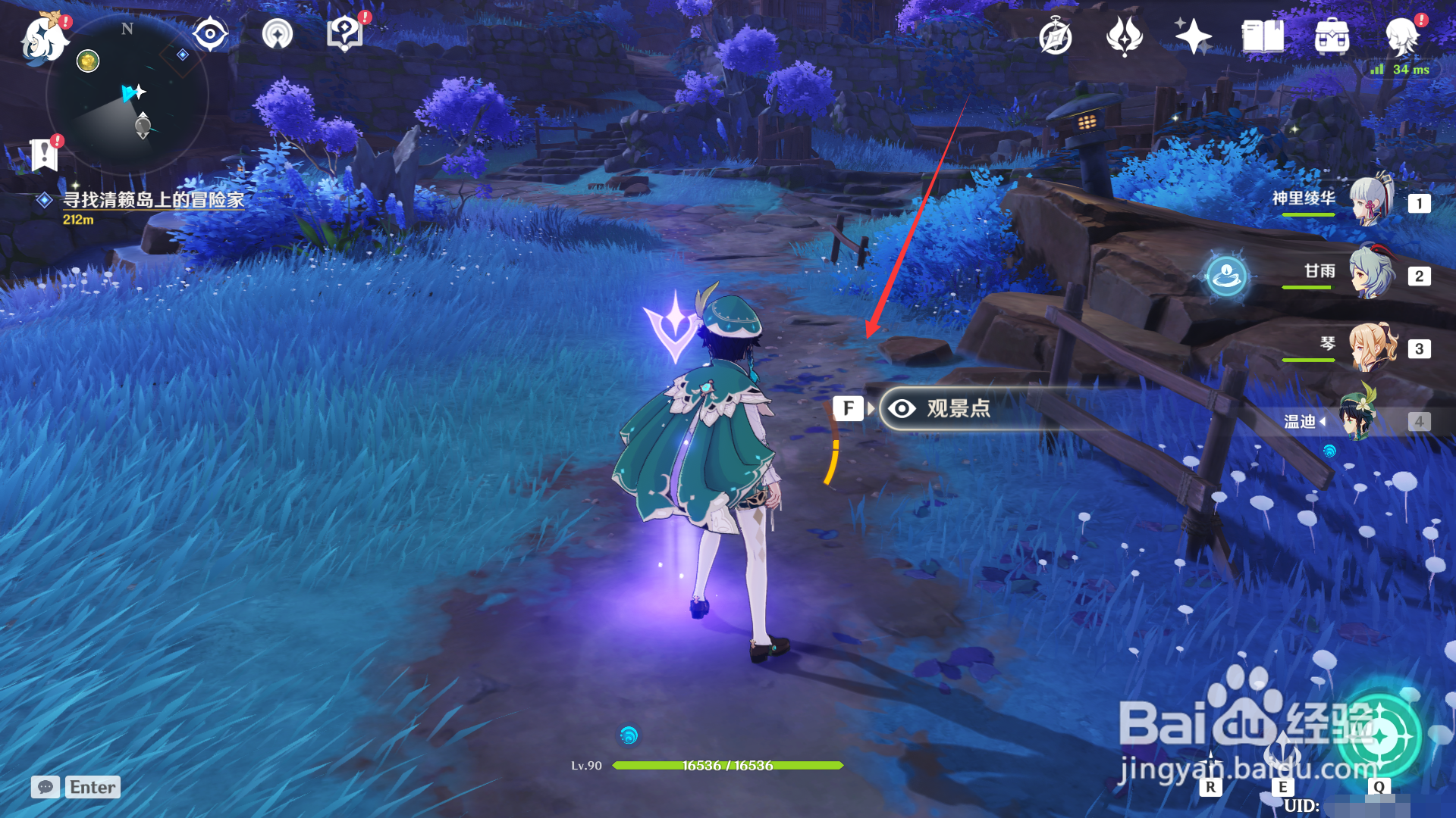 稻妻观景点五的位置。