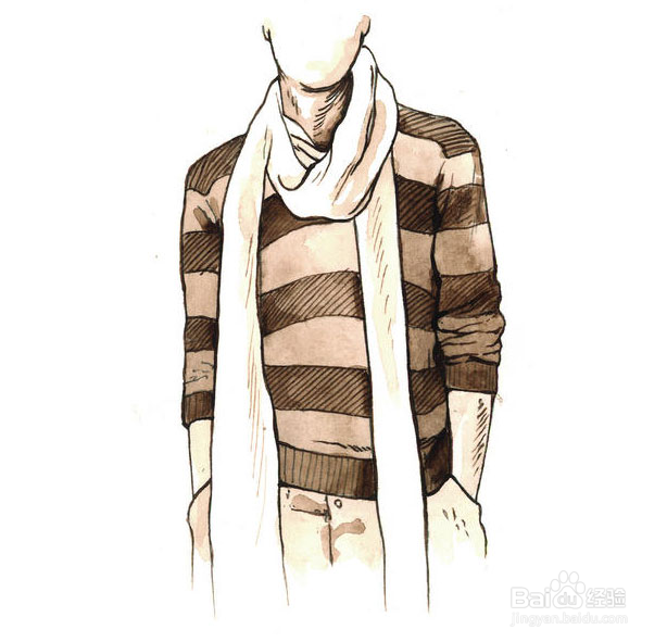 时尚简单男士围巾如何打法