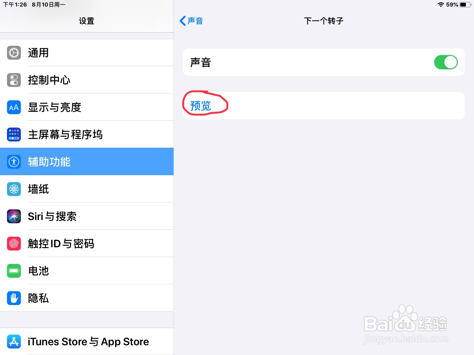 iPad怎么在旁白设置下一个转子的预览