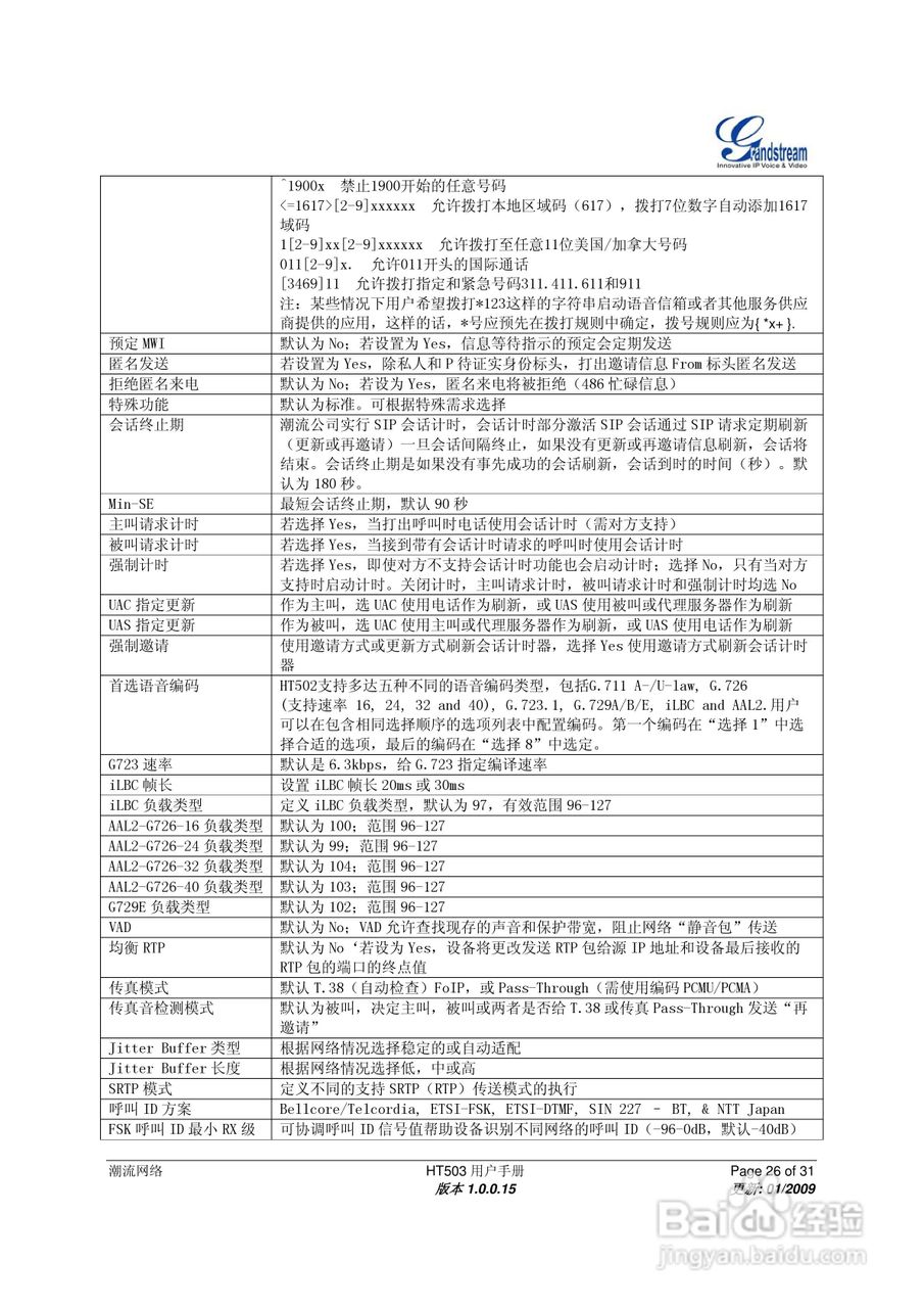 Gtandstream HT503双FXS口模拟电话适配器用户手册:[3]