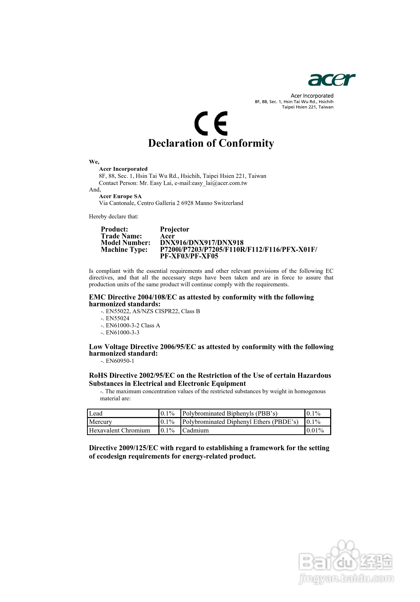 Acer P7203投影机使用说明书:[6]