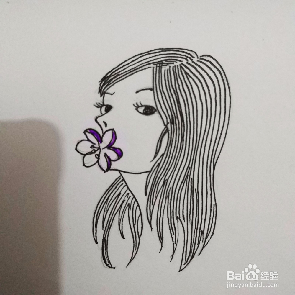 简笔画38：Q版叼花姑娘画法