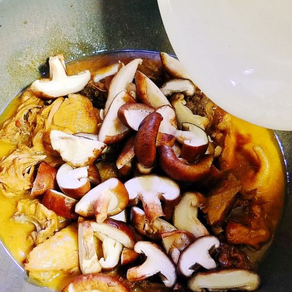 红烧鸡肉炖香菇