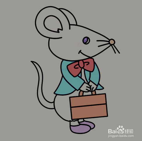 如何手工画上班的老鼠简笔画？
