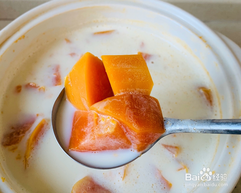 大厨教程之-木瓜牛奶糖水润肺降燥!