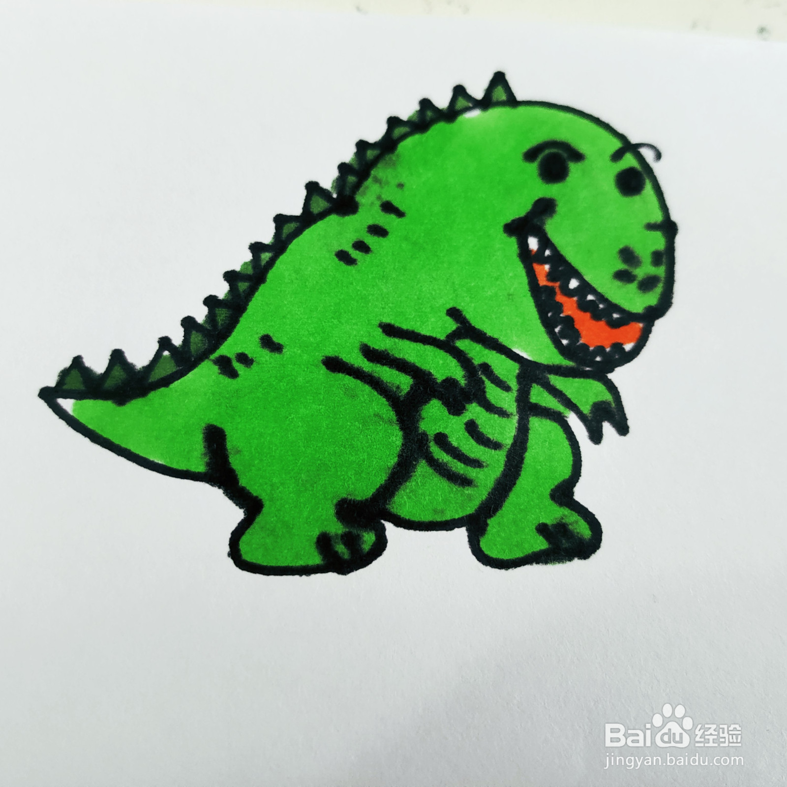如何来画一只站立的卡通鳄鱼简笔画呢
