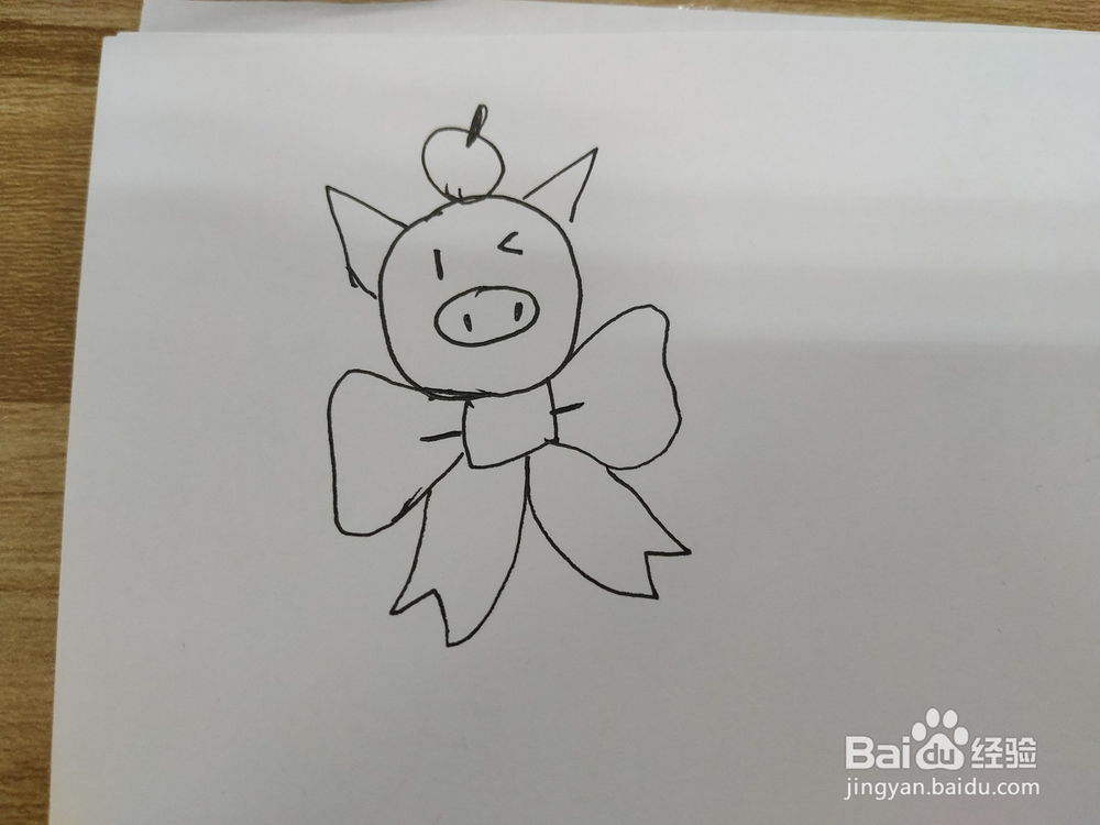 蝴蝶结可爱小猪简笔画怎么画,怎么画小猪
