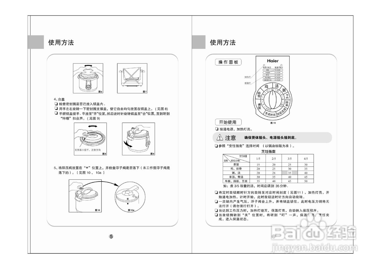 海尔cyj601数码型压力锅使用说明书