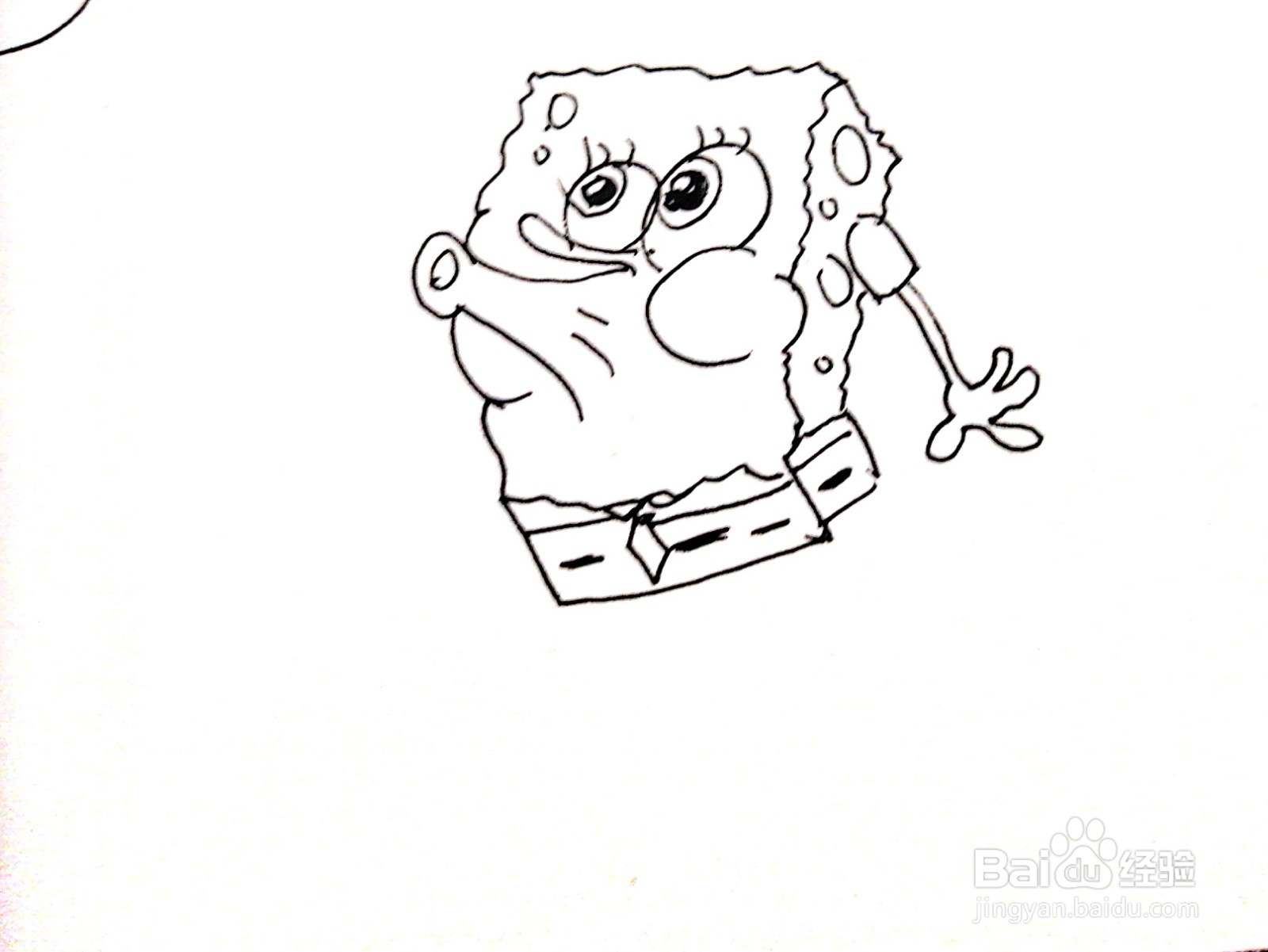 吹泡泡的海绵宝宝线描画怎么画