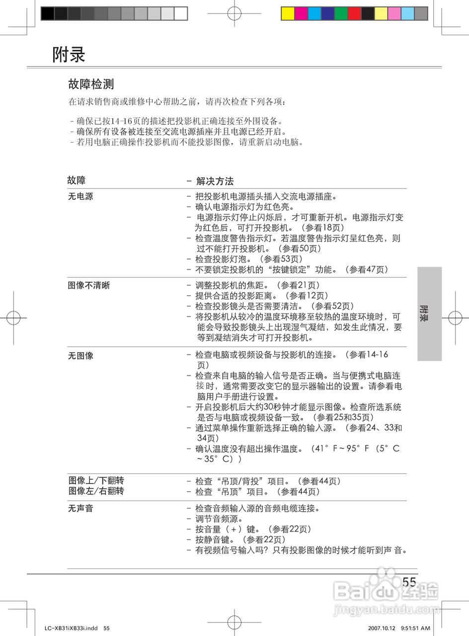 EIKI爱其 LC-XB33I投影机说明书:[6]