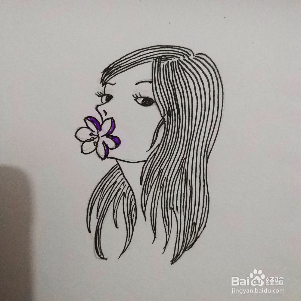 简笔画38：Q版叼花姑娘画法