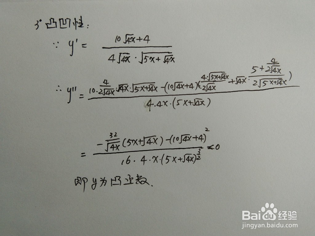 根式复合函数y=√(5x+√4x)的图像示意图