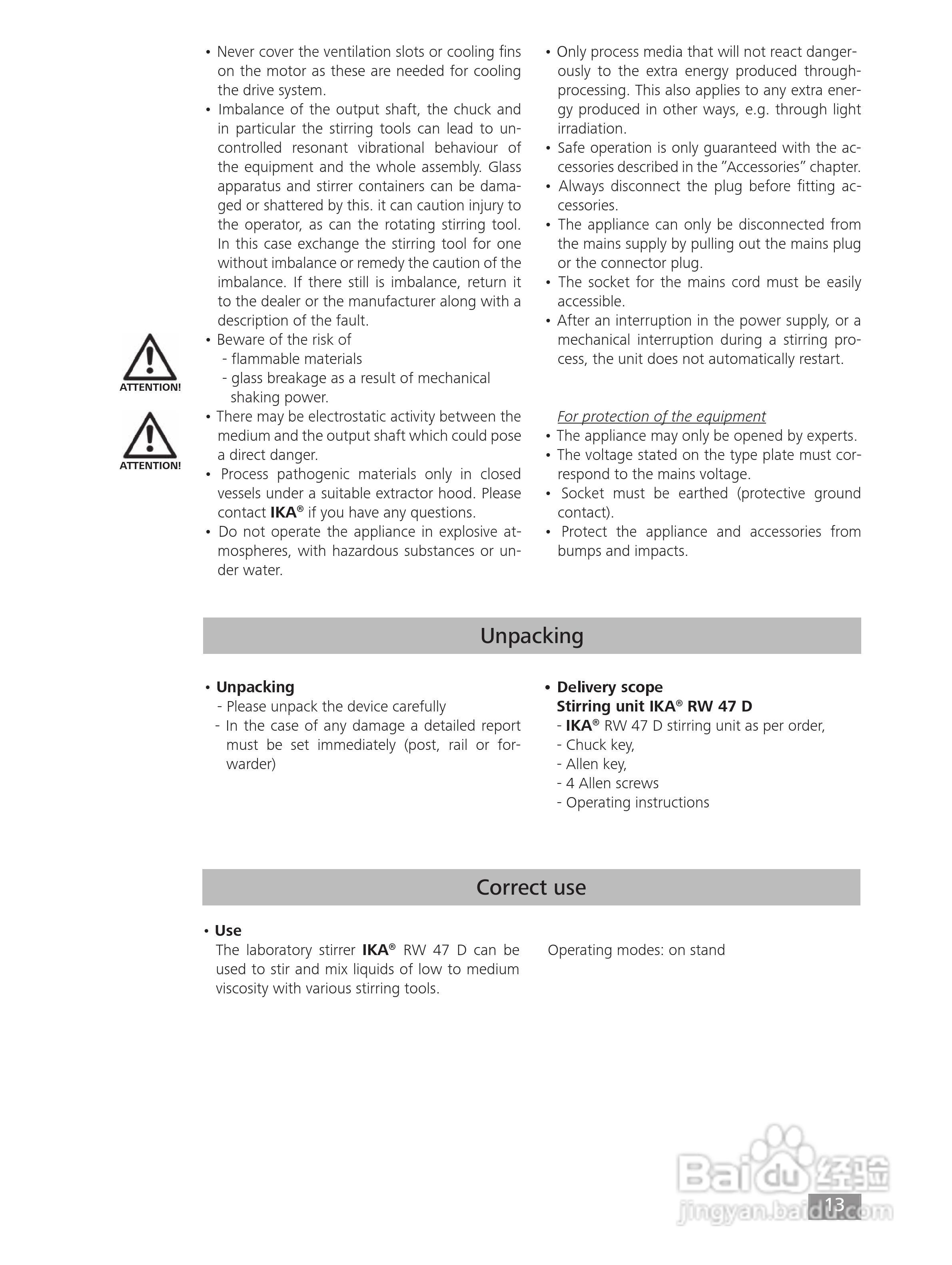 IKA RW47D顶置式机械搅拌器使用说明书:[2]