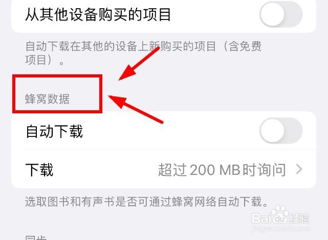 iPhone14如何设置图书蜂窝数据的下载选项