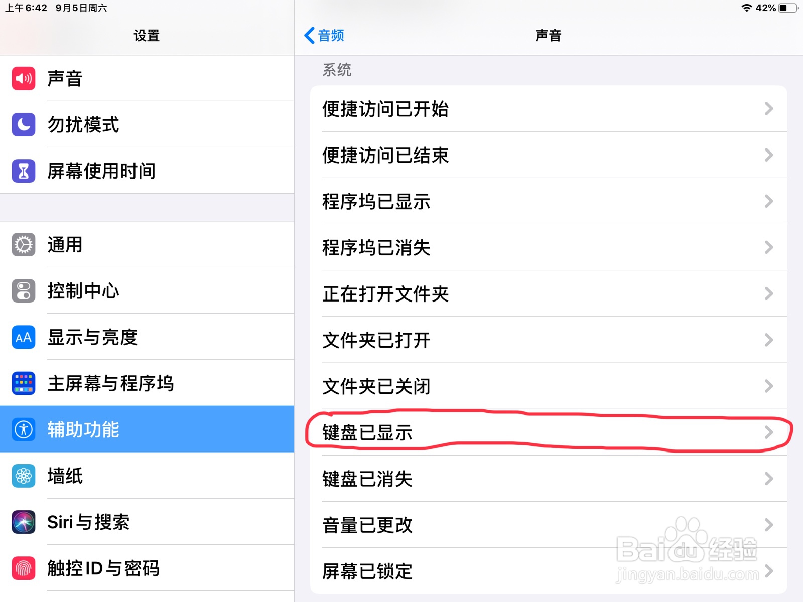 iPad怎么在旁白设置键盘已显示的预览