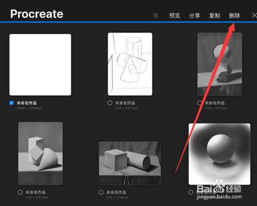 Procreate如何删除文件