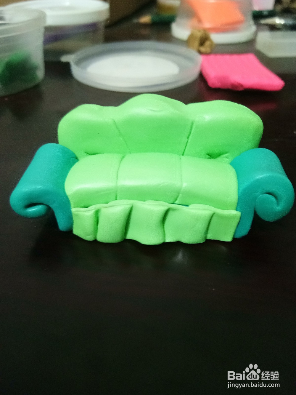 软陶制作迷你皮沙发