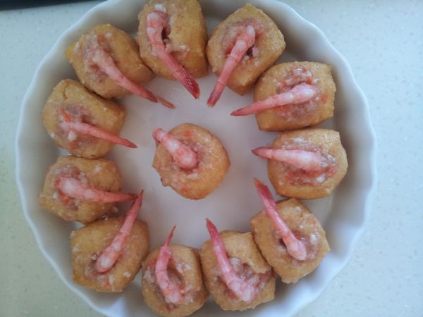 蒸酿虾仁豆腐泡