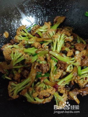 瘦肉清炒有机花菜的烹饪方法