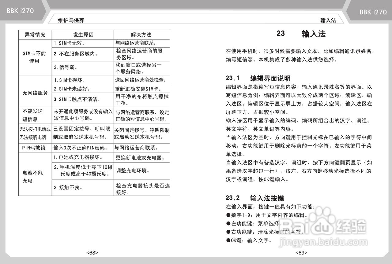 步步高i270手机使用说明书:[4]