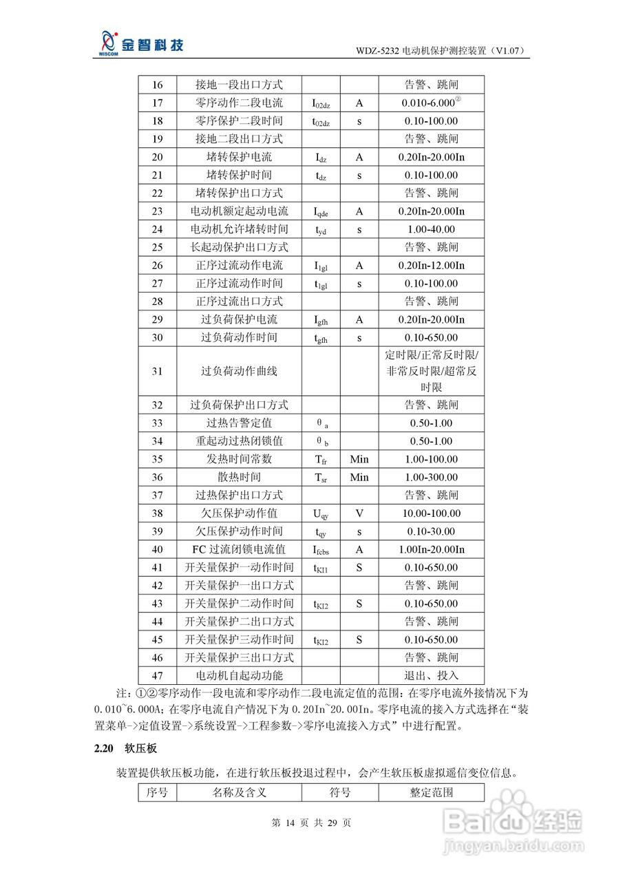 金智科技WDZ-5232电动机保护测控装置说明书:[2]
