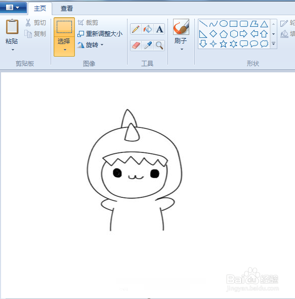 穿恐龙衣服小男孩的简笔画