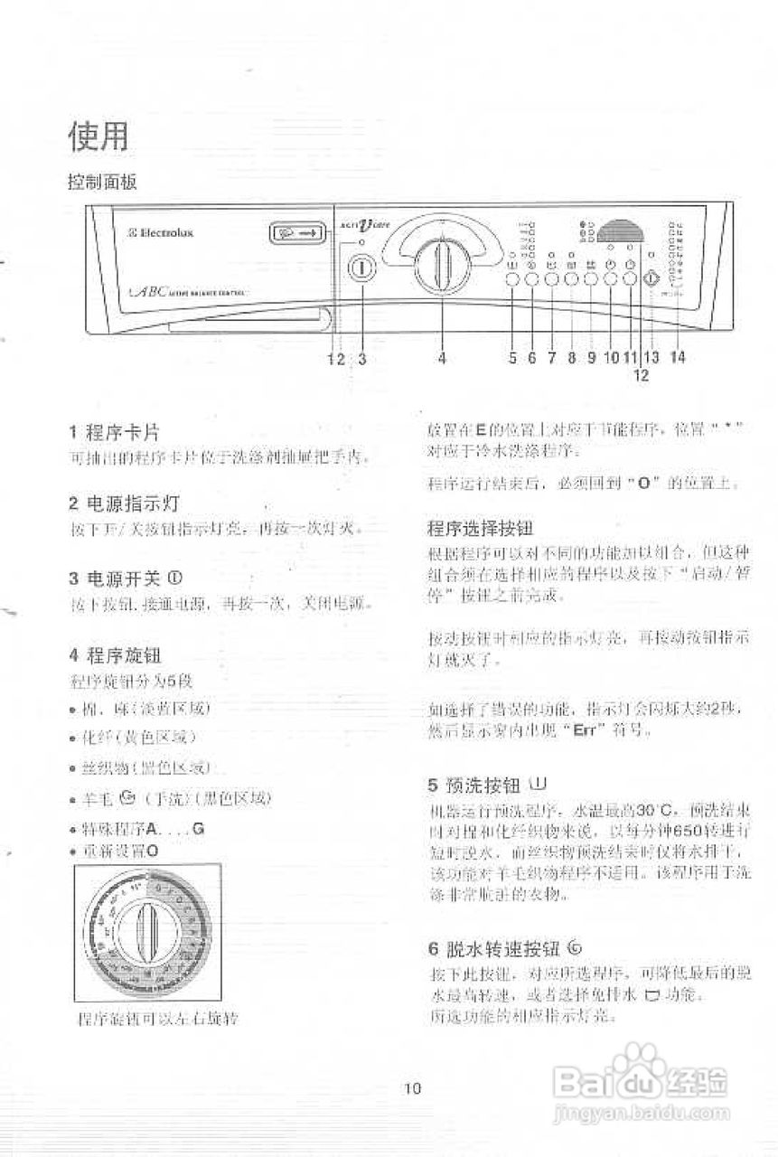 伊莱克斯洗衣机图解图片