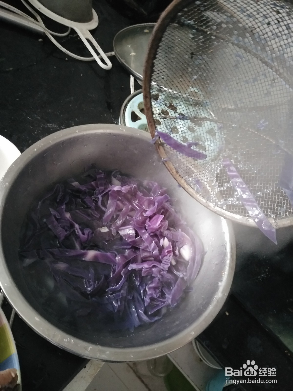 海带蒜苗拌紫甘蓝