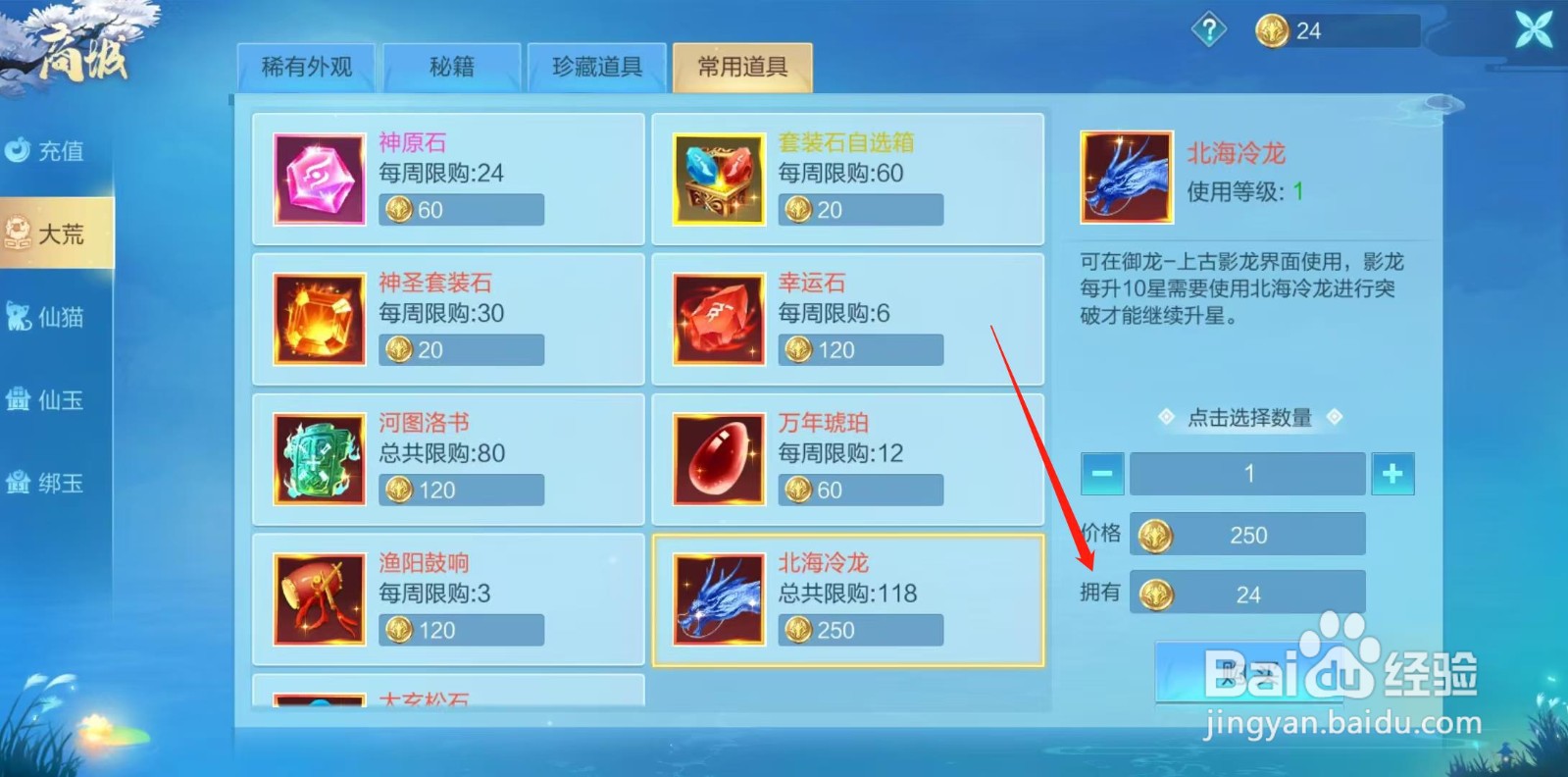 天堂奇缘怎样查看北海冷龙的拥有