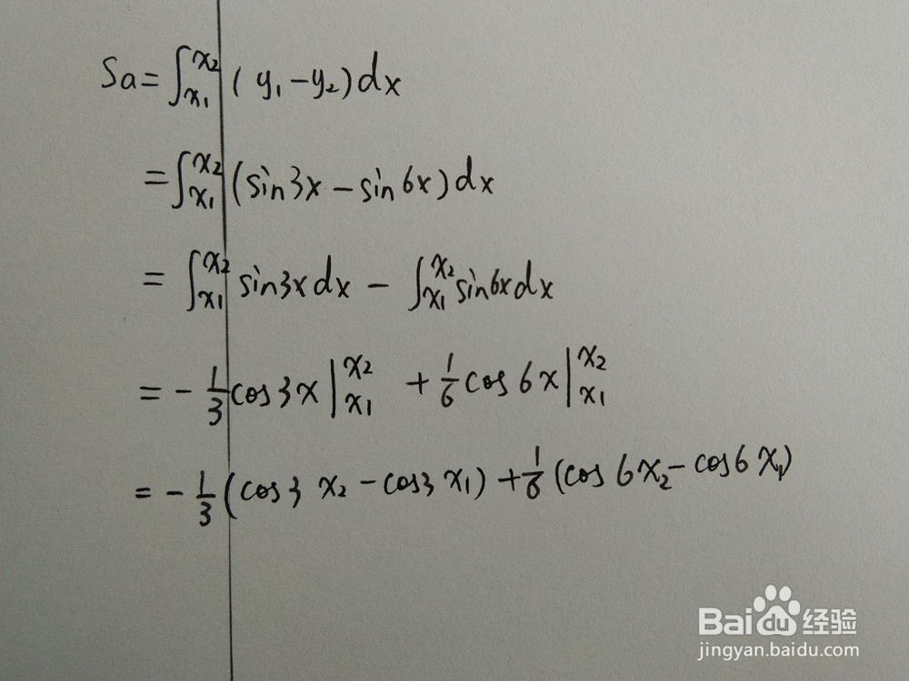 如何求函数y1=sin3x与y2=sin6x围成的面积