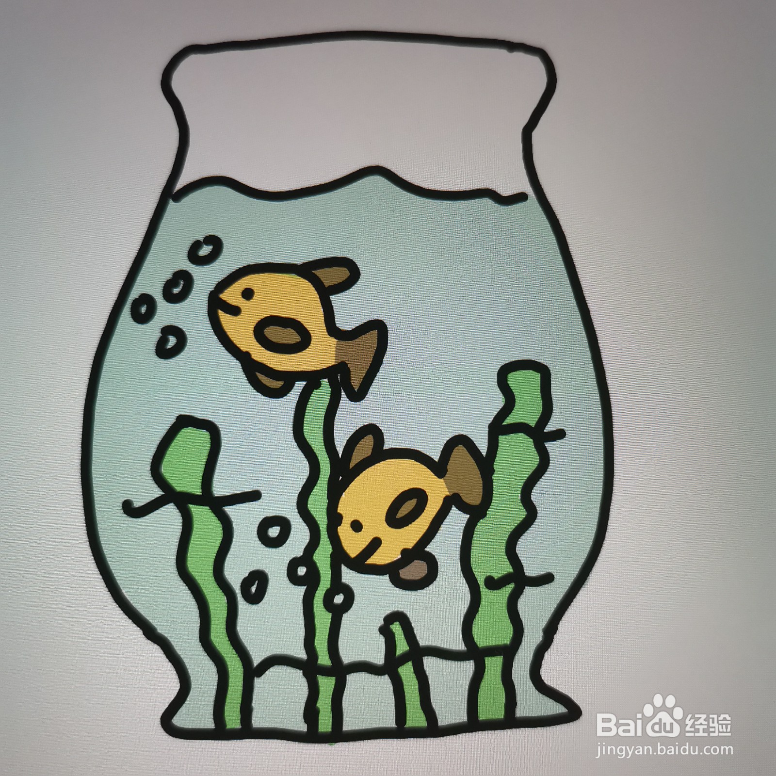小鱼缸简笔画怎么画