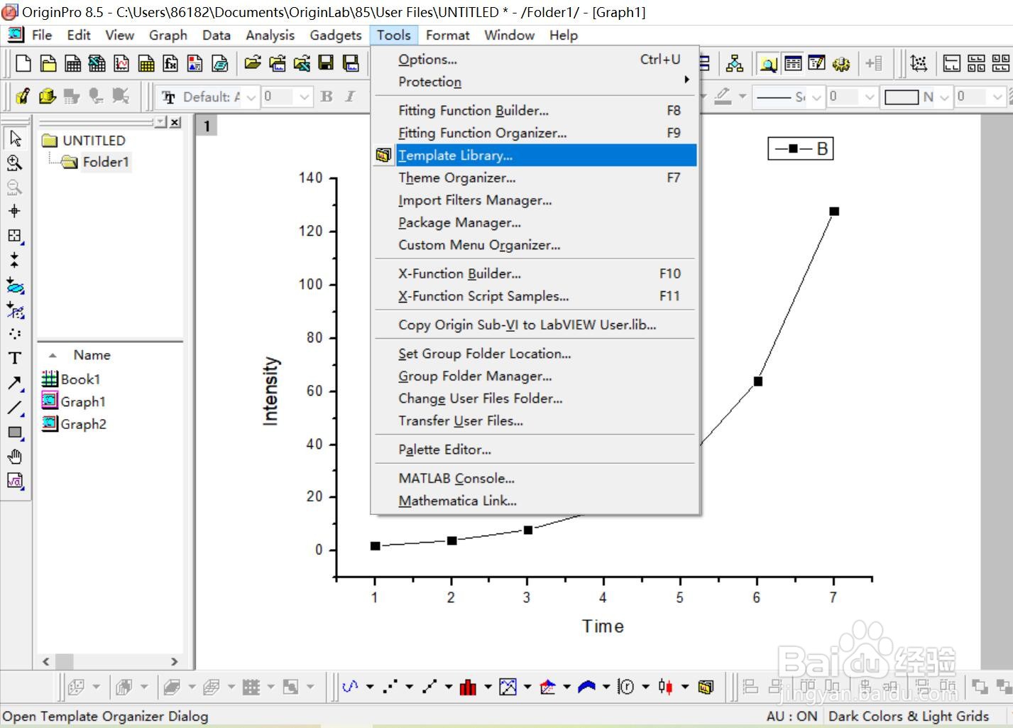 如何删除origin绘图软件保存的绘图模板？