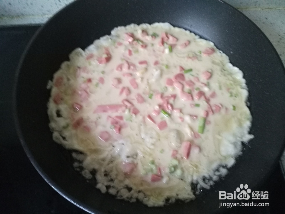早餐小葱，火腿，鸡蛋煎饼的做法