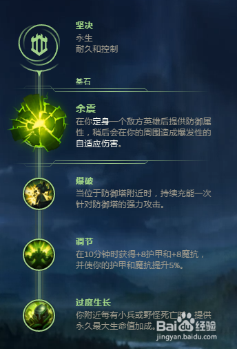 泰坦符文加点 主符文系:坚决,余震,爆破,调节,过度生长