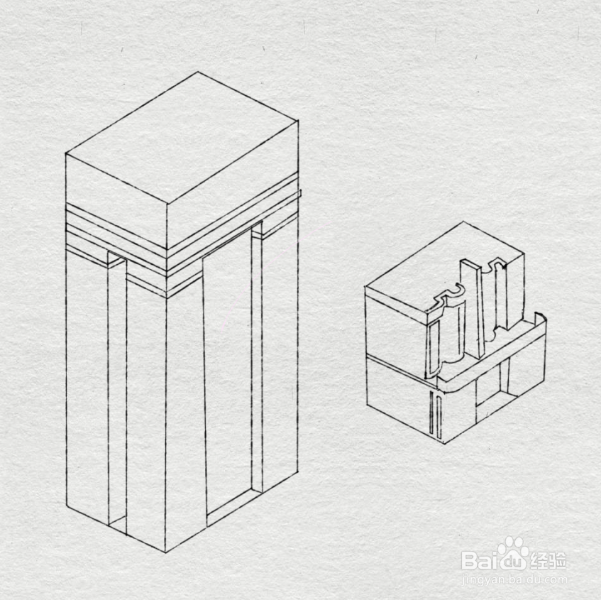 现代楼房之高楼和电影院的简笔画