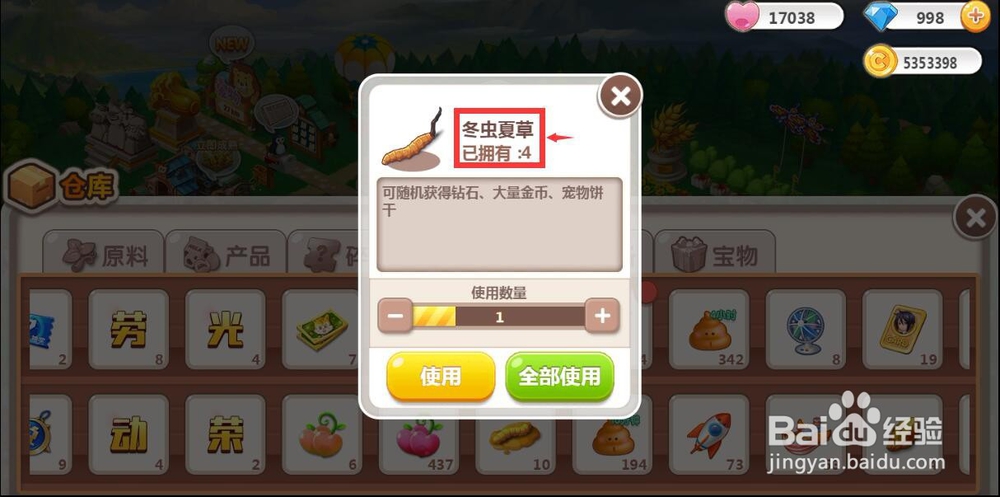 怎样使用冬虫夏草道具？