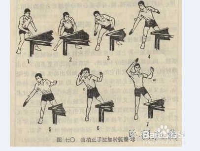 乒乓球加转前冲弧圈球技术动作