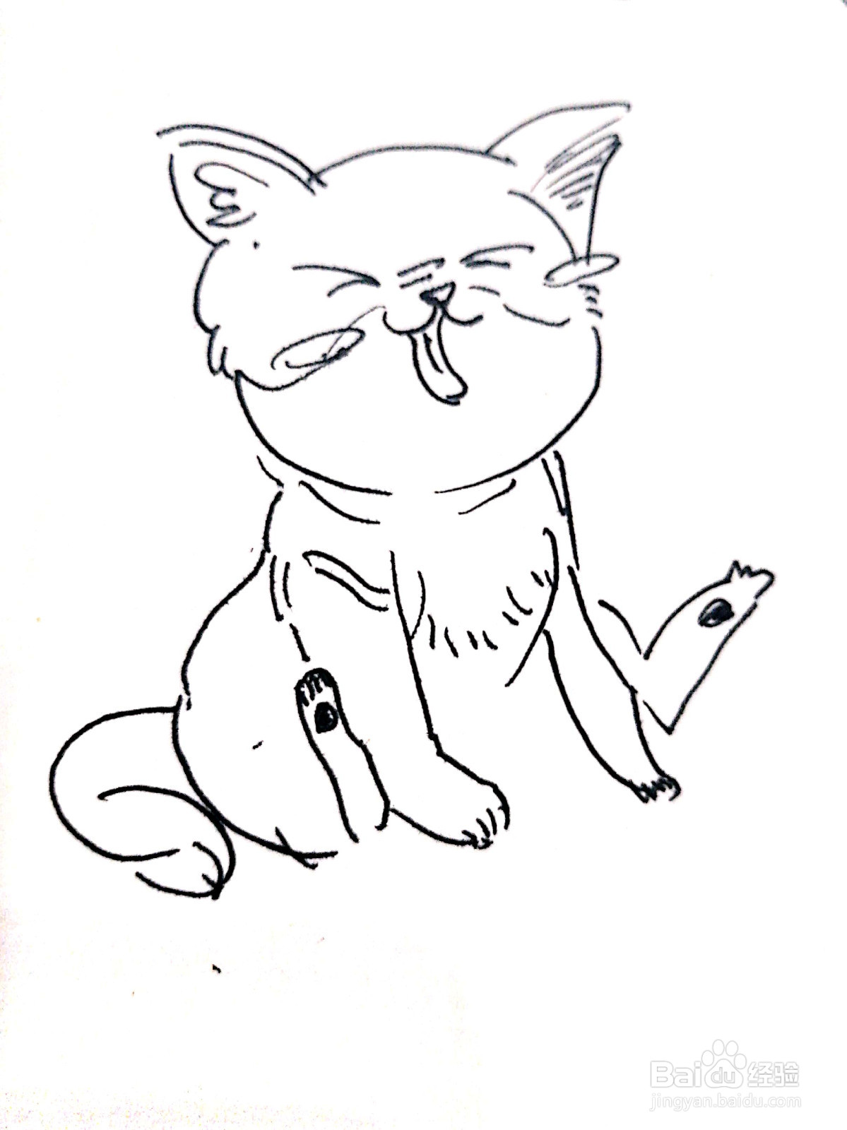 微笑的宠物狗线描画怎么画