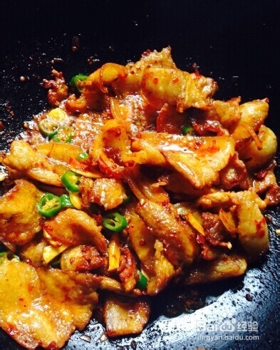 私房菜茶树菇爆炒五花肉