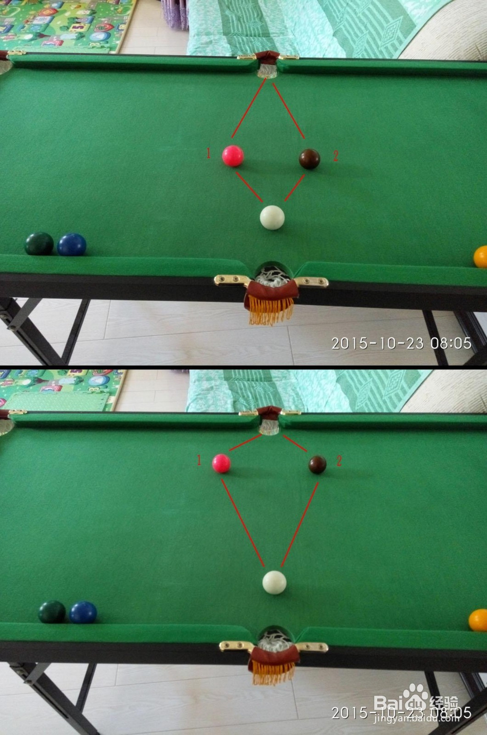 用最低成本练习台球进球点记忆和击球姿势方法