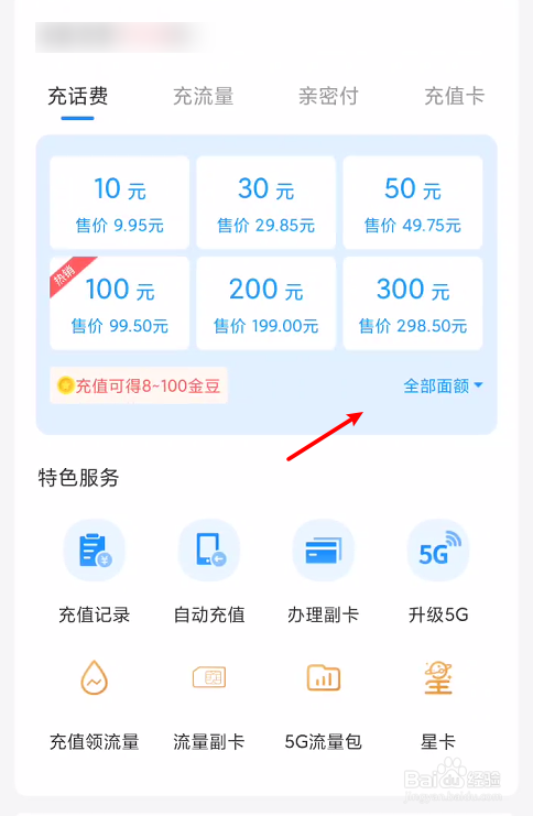 充话费自定义金额