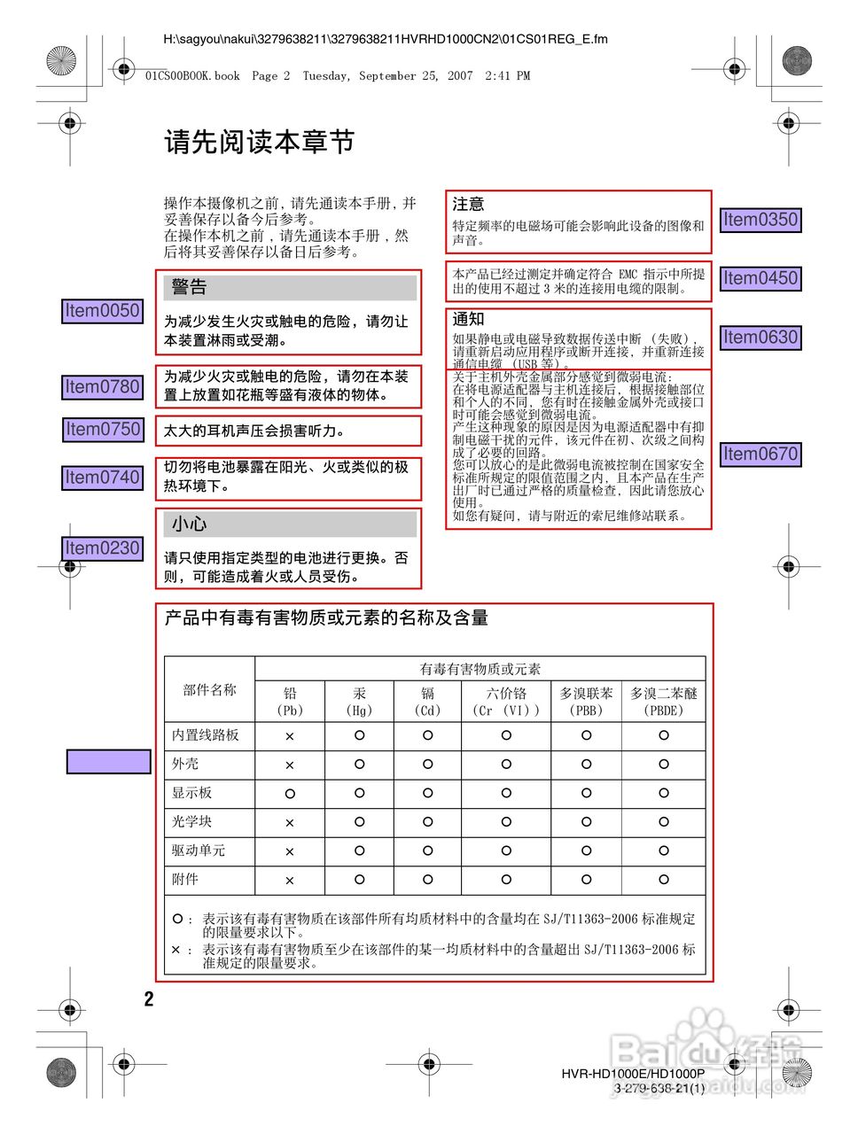 索尼HDR-HD1000E数字摄录一体机使用说明书:[1]